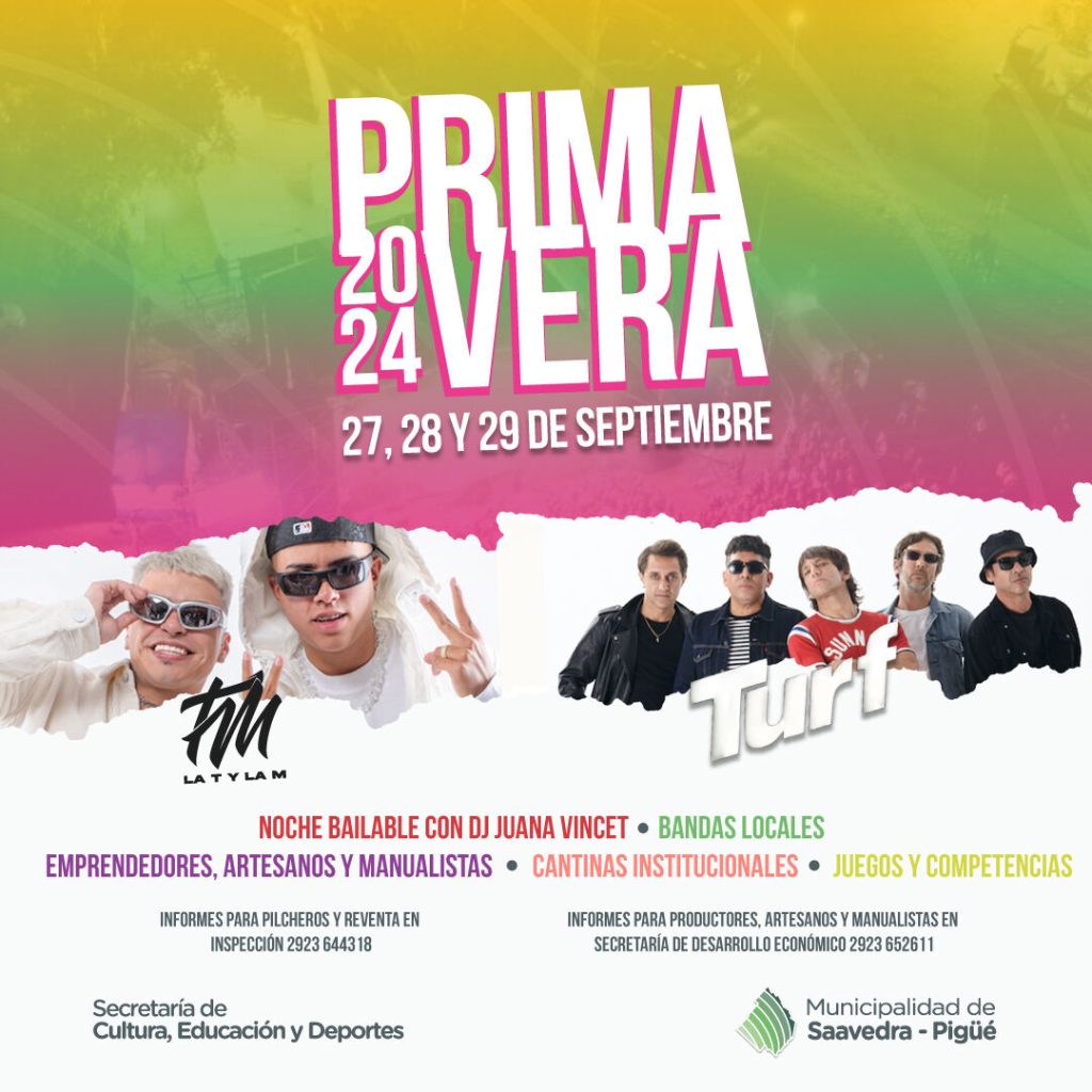Del 27 al 29 de setiembre se festeja la primavera en Pigüé. Los detalles