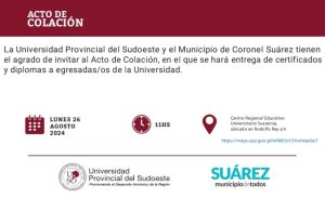 UPSO: Acto de Colación de Grados el dia lunes 26 de agosto