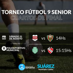 Este sábado 31, cuartos de final del Torneo de Fútbol Senior 9