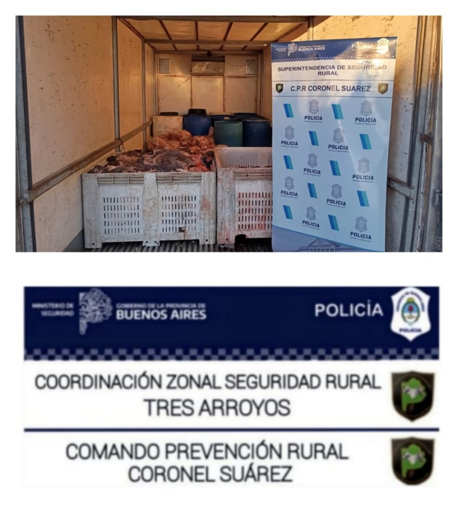 Policial: decomisan menudencias de un camión e inspeccionan carnicería
