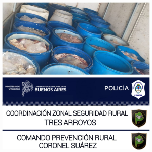CPR C. Suárez intercepta camión y decomisa 20 mil kilos de menudencias
