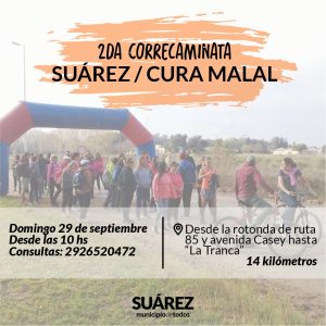 A fin de mes, llega la “2da. Corre Caminata Suárez - Cura Malal”