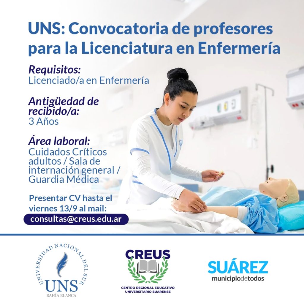 UNS: Convocatoria de profesores para la licenciatura en EnfermeríaUNS: Convocatoria de profesores para la licenciatura en Enfermería