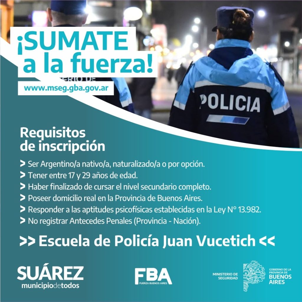 Ingreso 2025: Sumate a la Fuerza Policial. Inscripciones abiertas