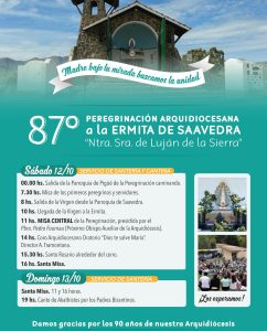 Programa de la 87° Peregrinación Arquidiocesana a la Ermita de Saavedra