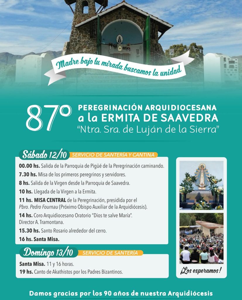 Programa de la 87° Peregrinación Arquidiocesana a la Ermita de Saavedra