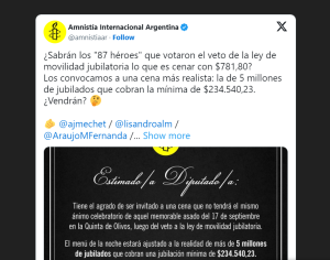 Invitan a los 87 diputados "héroes" a cenar como jubilados por solo 781 pesos