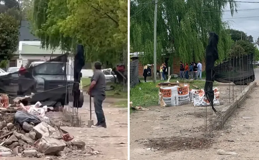 Acomodado con la polícia construye su casa usando parte de la calle