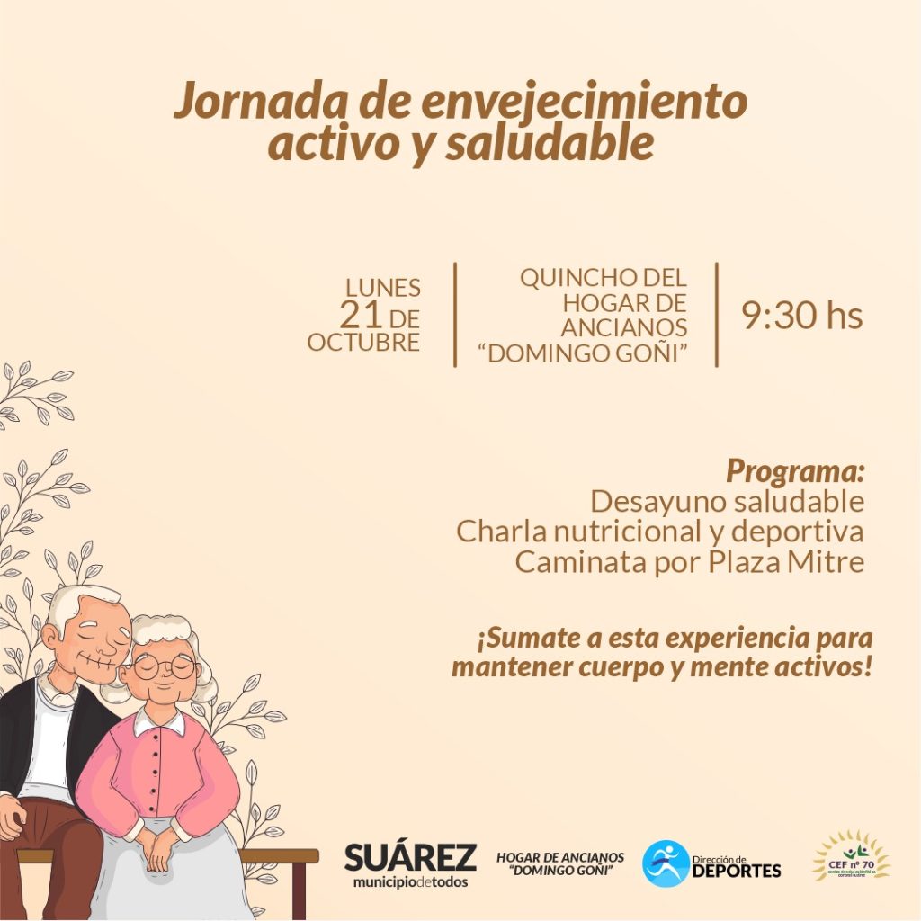 Jornada de envejecimiento activo y saludable: invitan a jornada especial