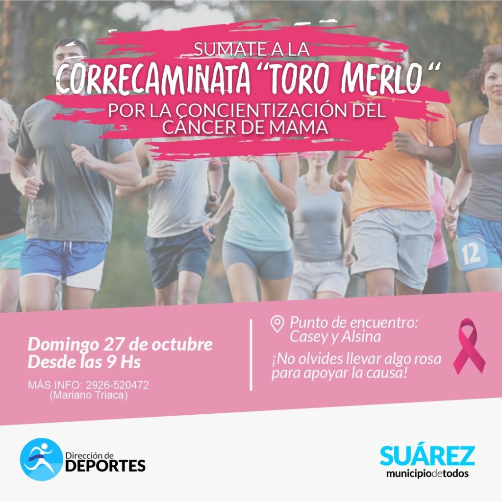 Corre Caminata Toro Merlo por la concientización del cáncer de mama