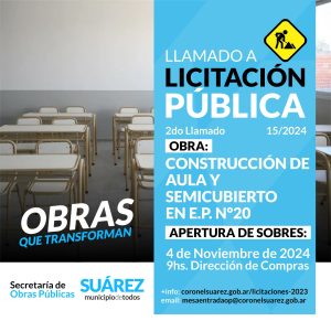 Segundo llamado licitatorio para construccion de aula y semicubierto