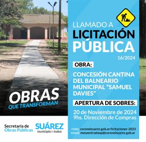LIcitación para concesión cantina del balneario municipal Samuel Davies