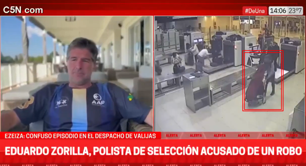 Acusan a un conocido polista suarense de robar una mochila en Ezeiza