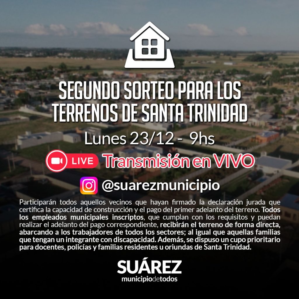 El Municipio de Coronel Suárez realizará un nuevo sorteo de terrenos