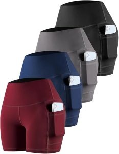 Pantalones cortos de ciclista con bolsillos, de yoga con elastano para mujer