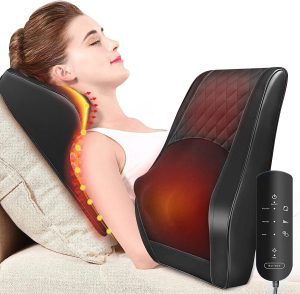 Regalo de Navidad: Masajeador de cuello y espalda con calor, almohada de masaje
