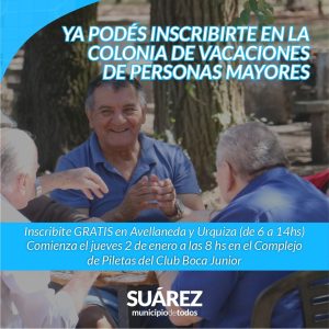 Están abiertas las inscripciones para la colonia de vacaciones de mayores