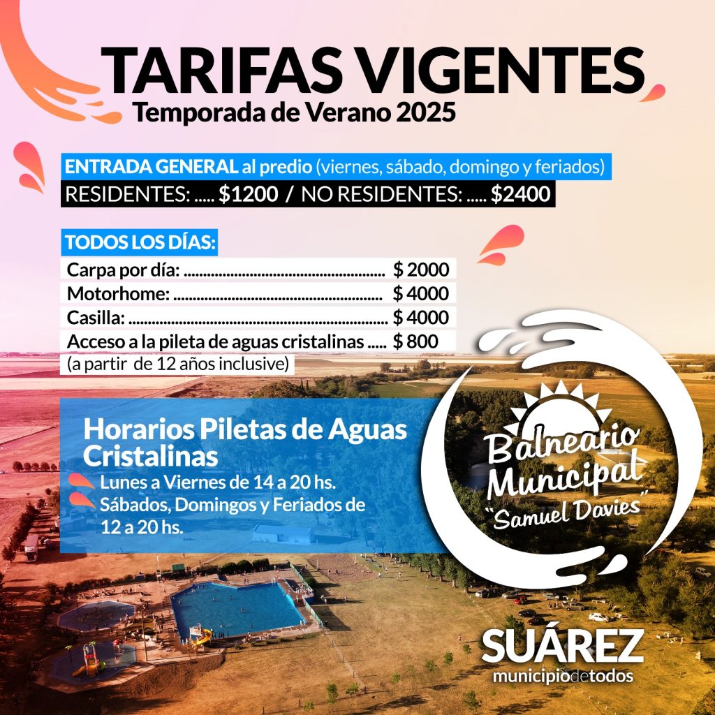 Propuestas y precios del balneario municipal para el verano