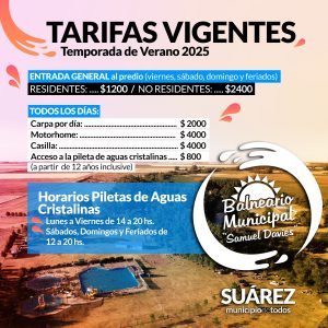 Propuestas y precios del balneario municipal para el verano