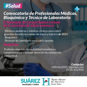 Convocatoria de Profesionales Médicos, Bioquímico y Técnico