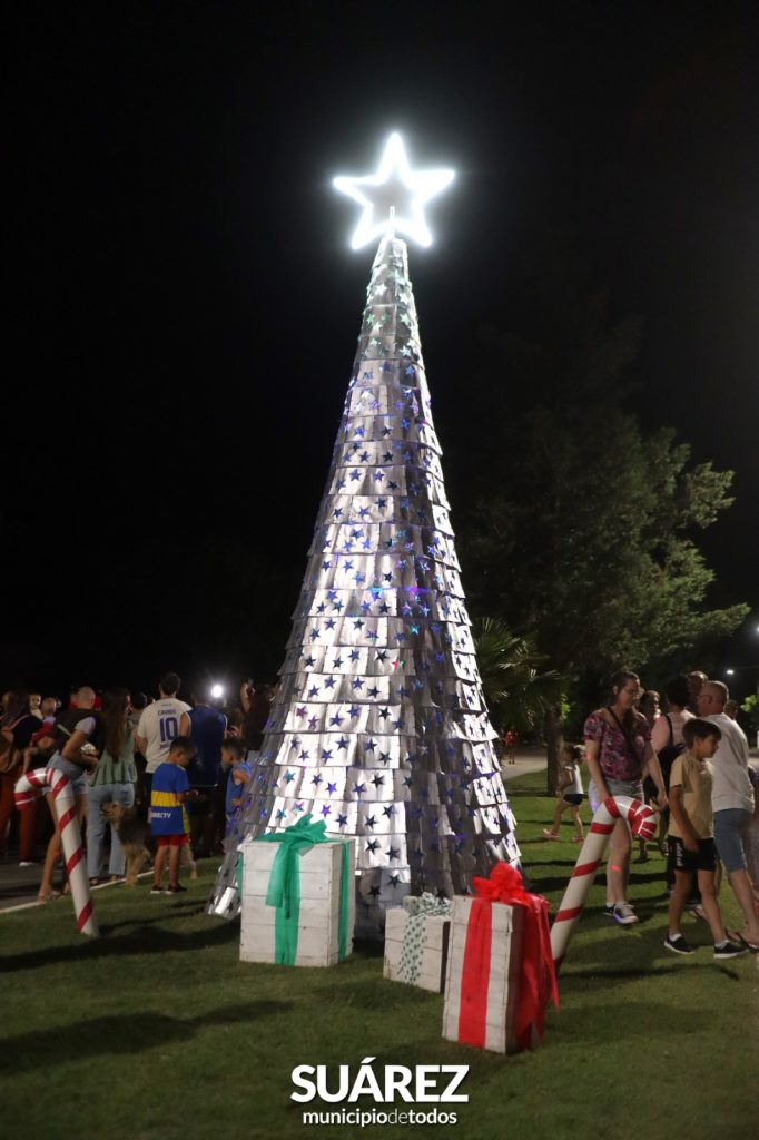 La población ya tiene y encendió su árbol navideño sustentable