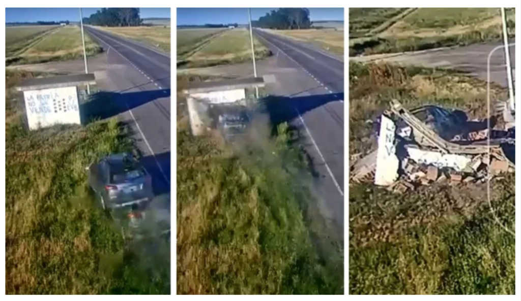 Un Dios aparte: se llevó puesto una garita y salió caminando. Mirá el Video