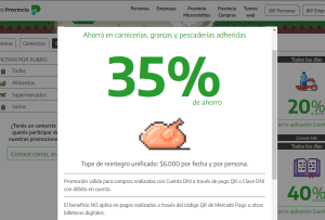 Banco Provincia modificó el descuento en carnicerías y granjas y pescaderias