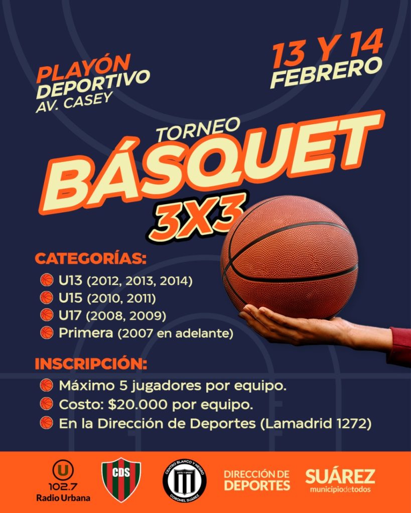 Torneo 3×3 de básquet en el playón deportivo de la avenida Casey