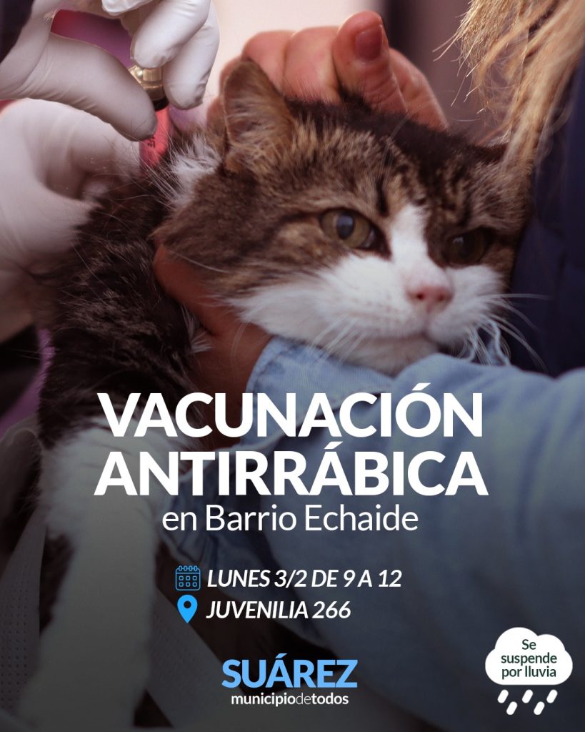 Jornada de vacunación antirrábica el lunes 3 de febrero a la mañana