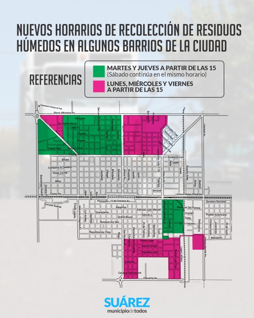 Nuevos horarios en la recolección de residuos húmedos
