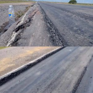 Informe lapidario pero real del mal estado en un tramo de la Ruta provincial 51
