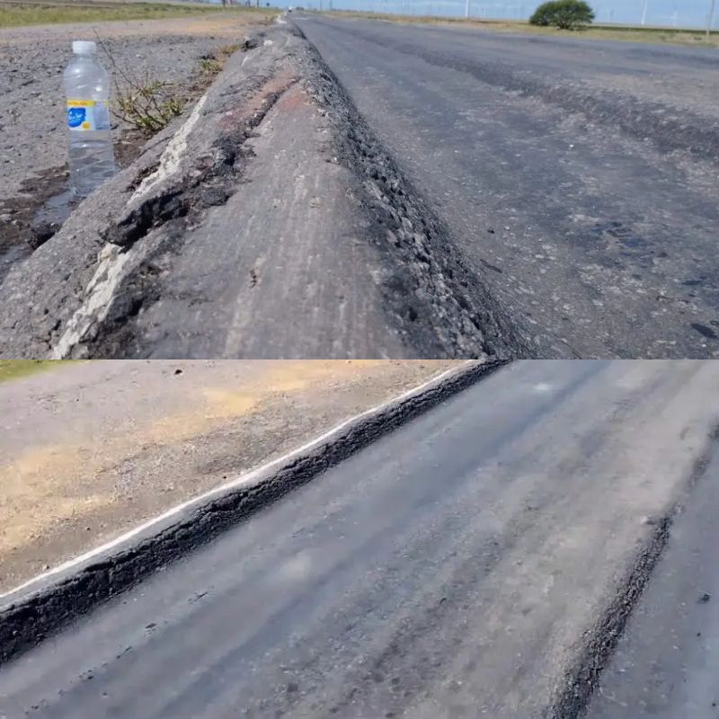 Informe lapidario pero real del mal estado en un tramo de la Ruta provincial 51