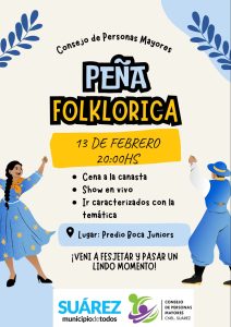 Peña Folclórica el jueves 13 de febrero en el Club Boca Juniors