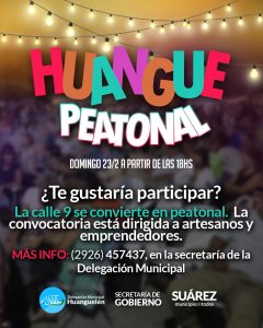 Llega Huanguelén Peatonal el domingo 23 desde las 18 hs
