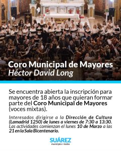Abiertas las inscripciones al Coro Municipal de Mayores “H. D. Long”