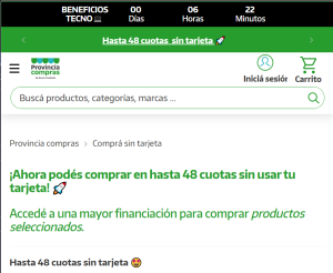 Provincia Compras permite comprar hasta en 48 cuotas sin tarjeta