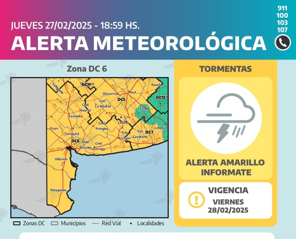 Nuevo alerta amarillo del SMN para este viernes y para toda esta región