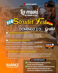 Atención vecinos: El municipio ofrece traslados gratuitos a la Strudel Fest