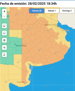 Alerta naranja para las últimas horas del viernes para C. Suárez y la región