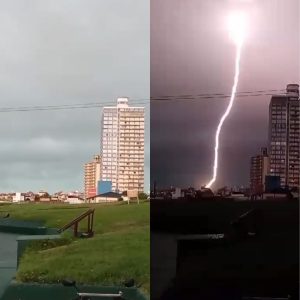 Filmaban el horizonte en Miramar y un terrible rayo cambió el escenario. El video