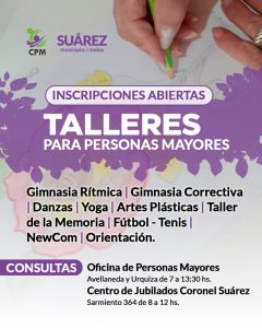 Inscripciones abiertas a los talleres para personas mayores