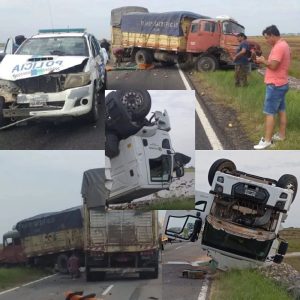 Dos camiones, un móvil policial y una camioneta involucrados en otro incidente vial