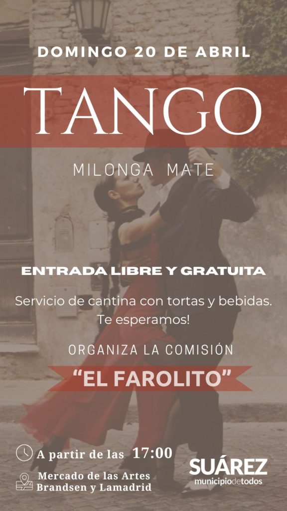 Tango, milonga y mate el domingo 20 de abril en el Mercado de las Artes