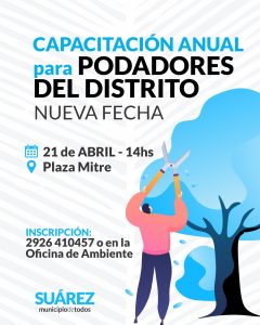 Nueva fecha de capacitación para podadores del distrito en plaza Mitre