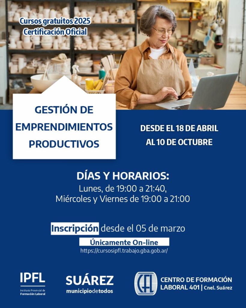 Sumate al Curso de Gestión de Emprendimientos Productivos. Últimos dias