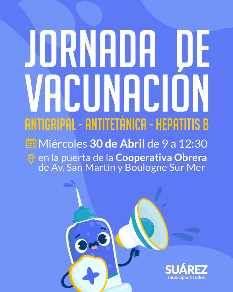 Jornada de vacunación: aplicarán vacunas antigripal, antitetánica y de la hepatitis B