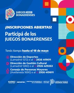 Juegos Bonaerenses 2025: podés inscribirte hasta el dia 18 de mayo