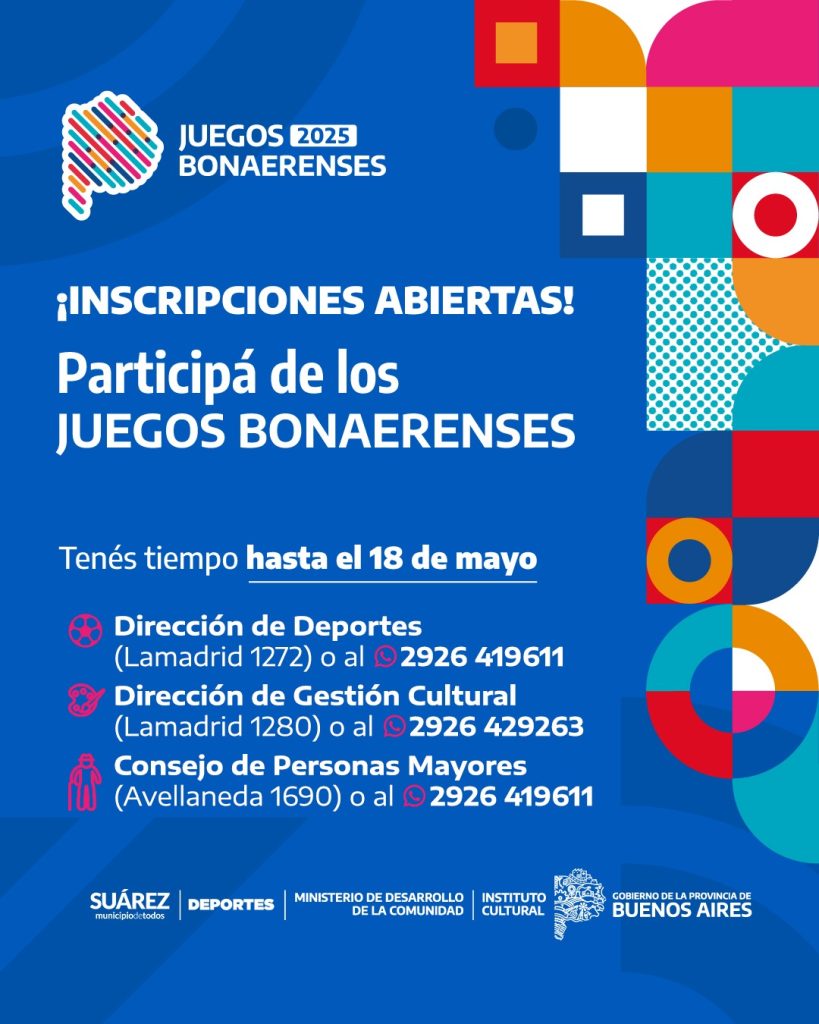 Juegos Bonaerenses 2025: podés inscribirte hasta el dia 18 de mayo
