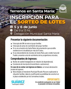 Dispondrán terrenos en Santa María e inscriben para el sorteo de lotes