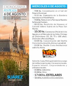 Cronograma de festejos del 6 de agosto y de una nueva Suárez Peatonal